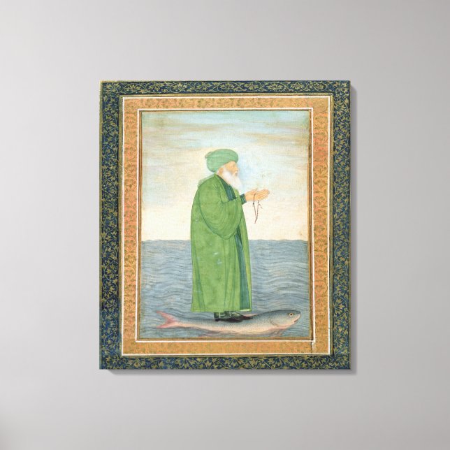 Impressão Em Tela Khawa Khizir Khan cavalgando em um peixe, do peque (Frente)