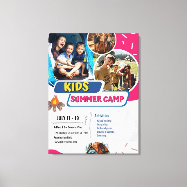 Impressão Em Tela Kids Summer Camp Flyer, Kids Bootcamp Summer (Frente)