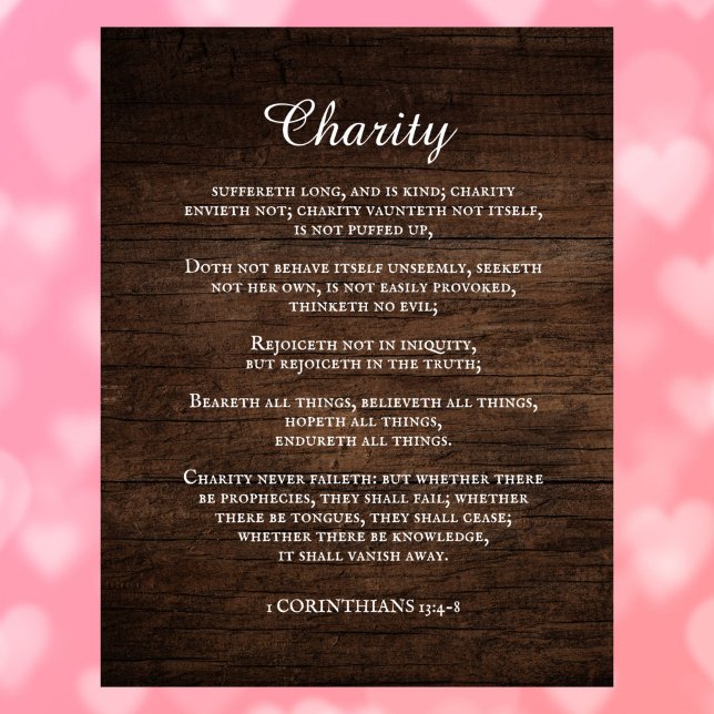 Impressão Em Tela King James Bíblia Verse 1 Corinthians 13 Rustic (Criador carregado)