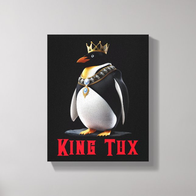 Impressão Em Tela King Tux - Regal Linux Penguin (Frente)