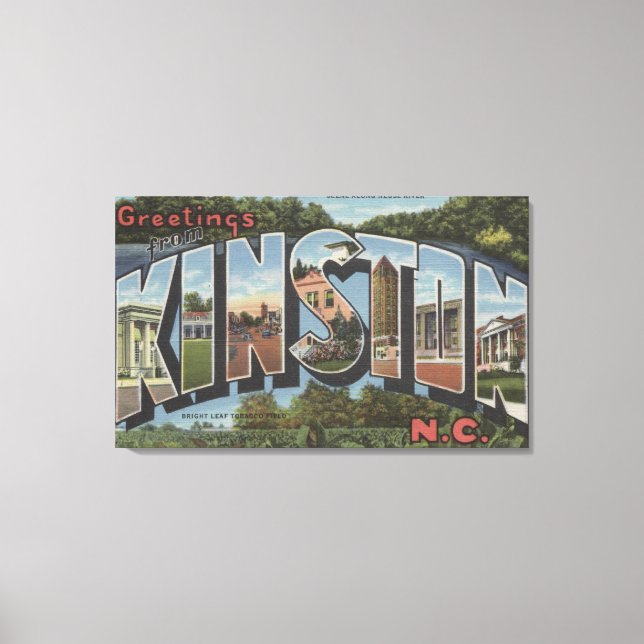 Impressão Em Tela Kinston, Carolina do Norte - Cenas em Larga Letra (Frente)
