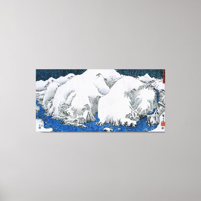 Impressão Em Tela Kiso Road Snowstorm Hiroshige Belas Artes Japonesa (Frente)