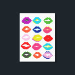 Impressão Em Tela Kiss Kiss<br><div class="desc">Beija Beija II por June Erica Vess. Apresenta lábios em várias cores e formas. | 140996GG</div>