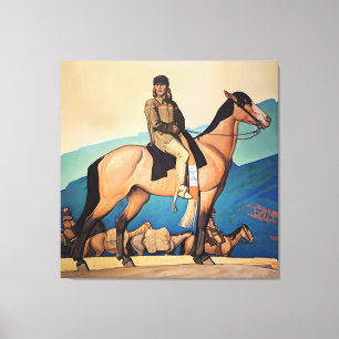 Impressão Em Tela Kit Carson Com Homens da Montanha por Maynard Dixo