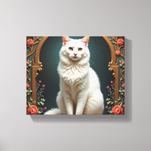 Impressão Em Tela Kit de Pintura Diamante 5D Gato Branco