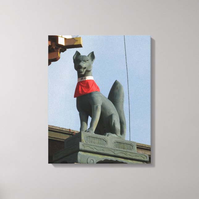 Impressão Em Tela Kitsune キ ツ ネ (Fox) com Joia na Boca (Frente)