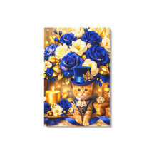 Kitten em Tona Azul Real em Tela