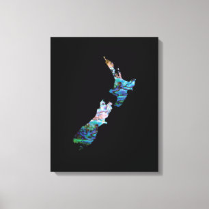 IMPRESSÃO EM TELA KIWI NEW ZEALAND MAP PAUA