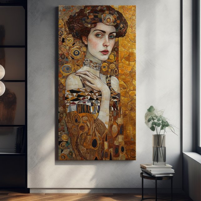 Impressão Em Tela Klimt Adele Bloch-Bauer Dourada Pintura Mosaica (Criador carregado)