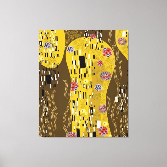 Impressão Em Tela Klimt Inspirou Dourada Arte Nouveau O Beijo (Frente)