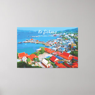 Impressão Em Tela Ko Sichang, Tailândia - Vista Vibrante do Porto