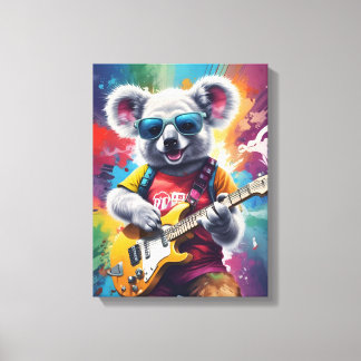 Impressão Em Tela Koala tocando violão, grafite rock
