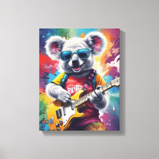 Impressão Em Tela Koala tocando violão, grafite rock