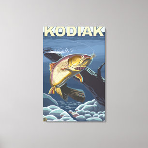 Impressão Em Tela Kodiak, secção transversal da truta de