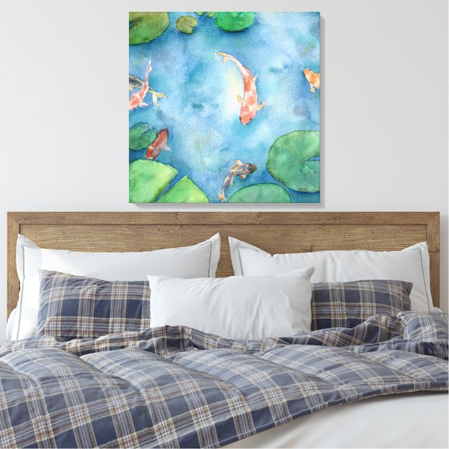 Impressão Em Tela Koi Fish Pond watercolor (Insitu(Quarto))
