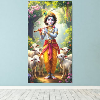 Impressão Em Tela Krishna, o Pastor Divino