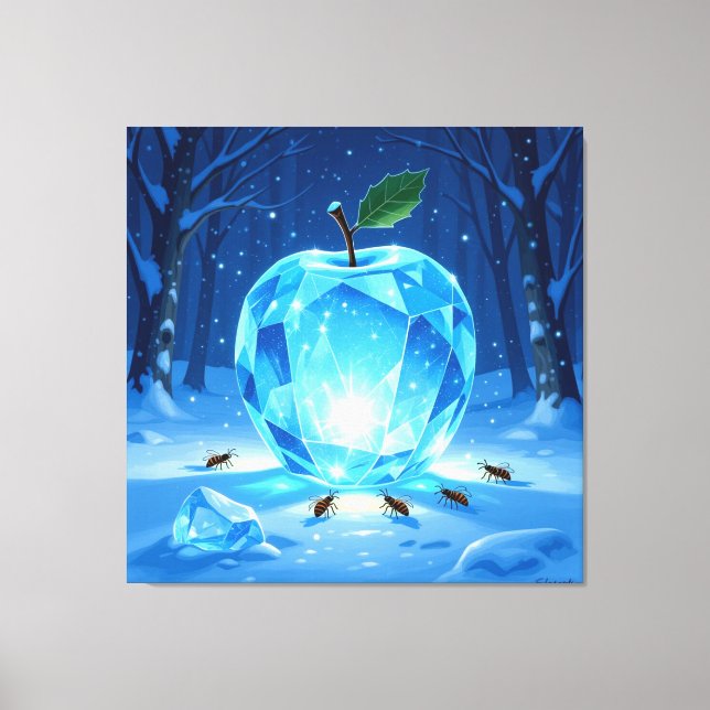 Impressão Em Tela „Kristallapfel im Glühwürmchenwinter“ (Frente)