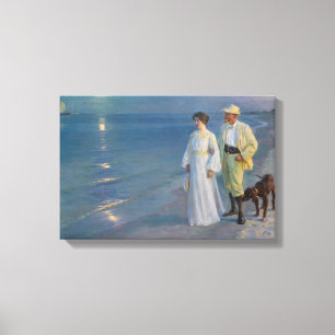 Impressão Em Tela Kroyer - O Artista e sua Esposa na Praia