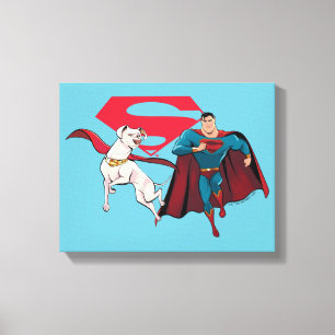 Impressão Em Tela Krypto e Superman