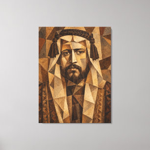 Impressão Em Tela Kuhaylan Retrato de Xeque do Deserto Cubista em