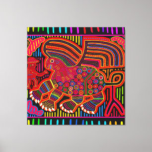 Impressão Em Tela Kuna Indian Friendly Dragon Mola