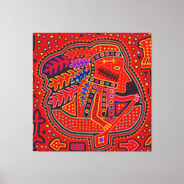 Impressão Em Tela Kuna Indian Man in Canoe (Frente)