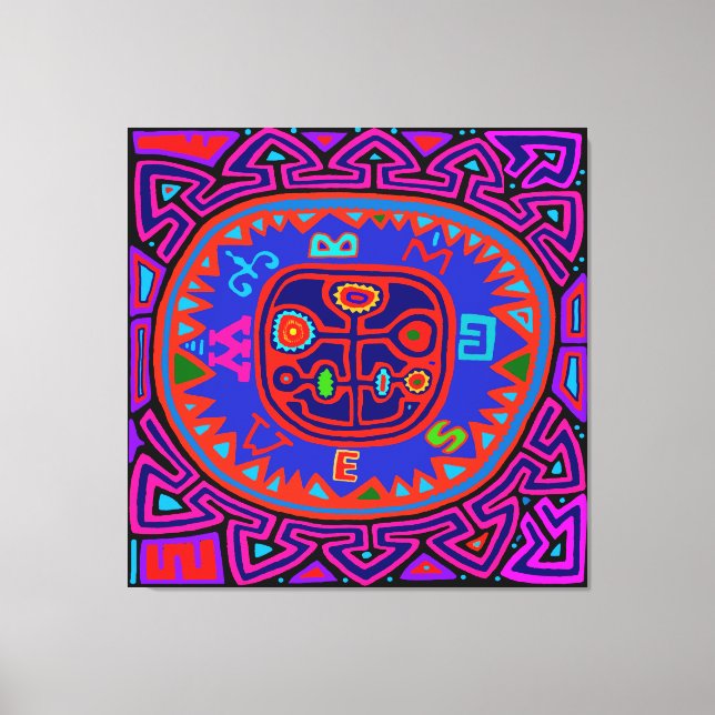 Impressão Em Tela Kuna Indian Mola Compass (Frente)