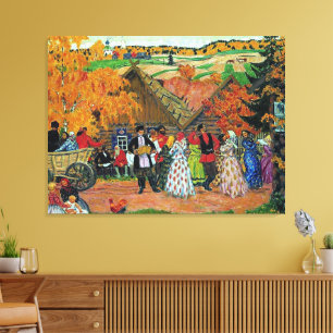 Impressão Em Tela Kustodiev - Festa da Aldeia,