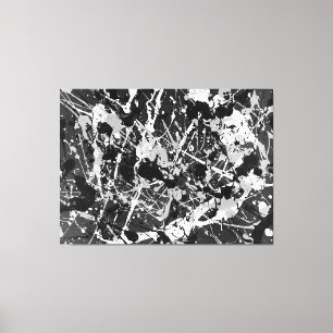 Impressão Em Tela L V PRETO E BRANCO - Pintura de ação - Abstrato-