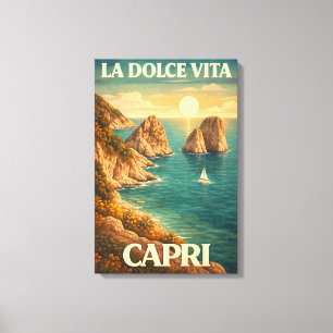 Impressão Em Tela La Dolce Vita Cartaz de Viagem Antigo de Capri