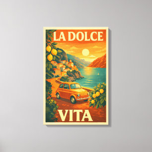 Impressão Em Tela La Dolce Vita – Cartaz de Viagem da Costa Italiana