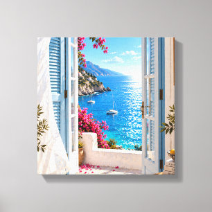 Impressão Em Tela La Dolce Vita Costa Amalfi Janela à Beira-Mar Tela