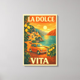 Impressão Em Tela La Dolce Vita – Retro Italian Coast Travel Poster