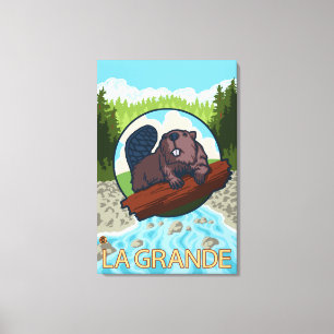 Impressão Em Tela La grandioso, OregonBeaver e árvores