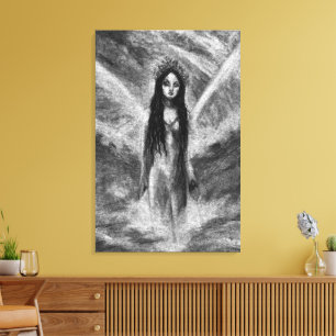 Impressão Em Tela La Luna Dark Angel Fairy Woman Gótico Fantasy Art