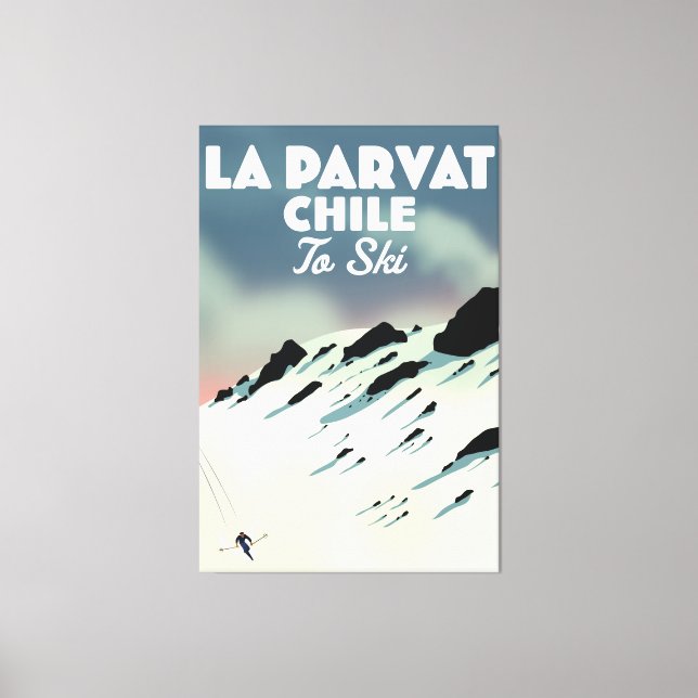 Impressão Em Tela La Parvat Chile retro ski art. (Frente)