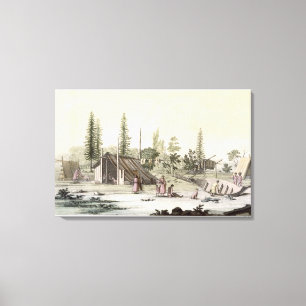 Impressão Em Tela La Perouse no porto Francesci (gravura da cor)