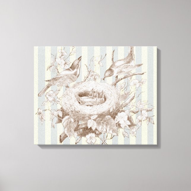 Impressão Em Tela La Petite Famille sobre fundo azul e creme (Frente)