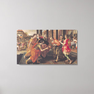 Impressão Em Tela Laban Apresentando Eliezer a seu pai, 1562