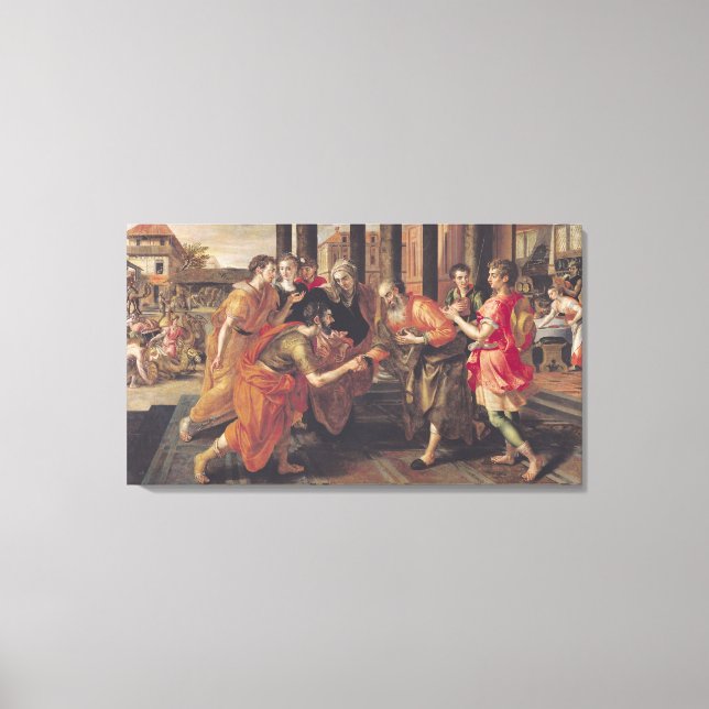 Impressão Em Tela Laban Apresentando Eliezer a seu pai, 1562 (Frente)