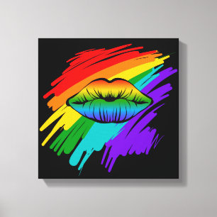 Impressão Em Tela Lábios arco-íris