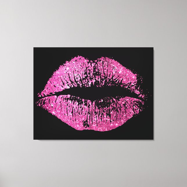 Impressão Em Tela Lábios brilhantes cor-de-rosa (Frente)