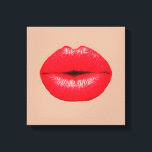 Impressão Em Tela Lábios de café beijam pop<br><div class="desc">Uma imagem de pop Art de lábios vermelhos brilhantes vomitando-se por um beijo contra um fundo cor de café. Esta design inspira-se na arte pop, na arte moderna, na arte gráfica, na cultura do hipster e é certamente uma obra de arte em sua casa</div>