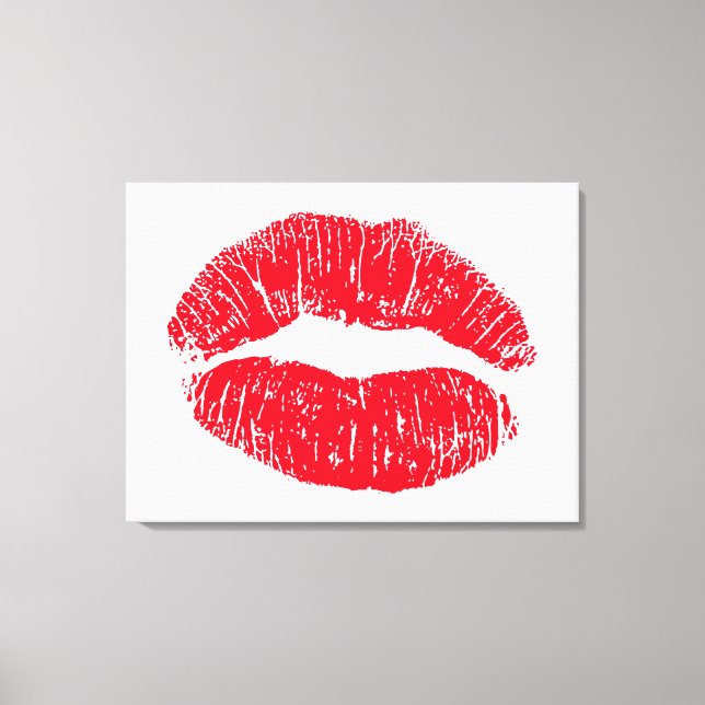 Impressão Em Tela Lábios Vermelhos Beijando (Frente)