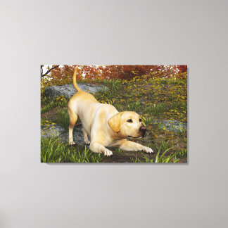 Impressão Em Tela Labrador Retriever Amarelo Faz uma Reverência em B