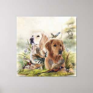 Impressão Em Tela Labrador Retrievers com Faisão, Arte