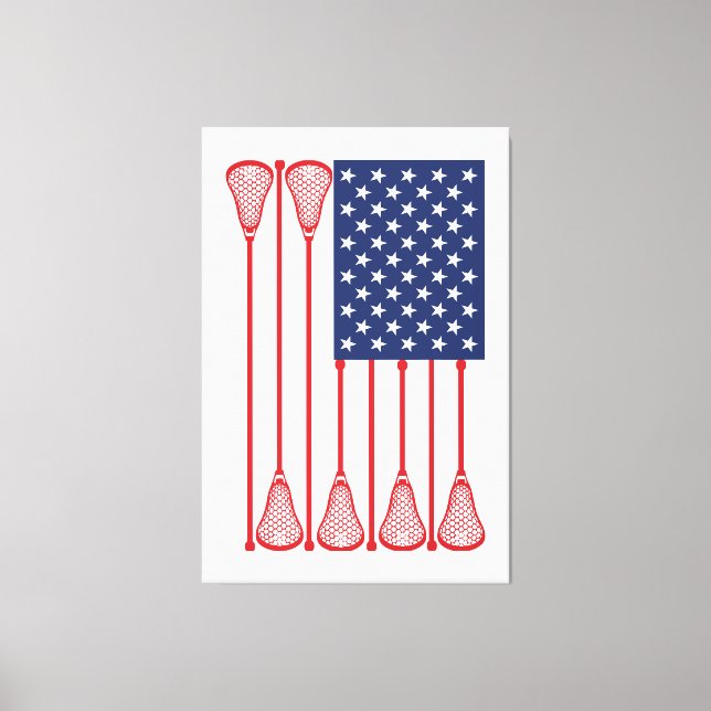 Impressão Em Tela Lacrosse American Flag Art (Frente)