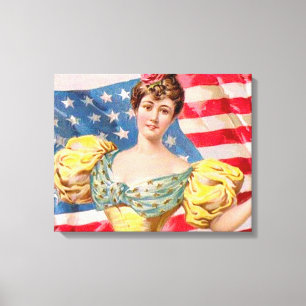 Impressão Em Tela Lady Liberty American Flag