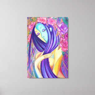 Impressão Em Tela Lady Rosa - Estilo de Arte Moderna - Pintura Origi