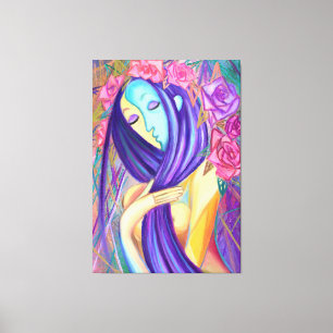 Impressão Em Tela Lady Rosa - Estilo de Arte Moderna - Pintura Origi